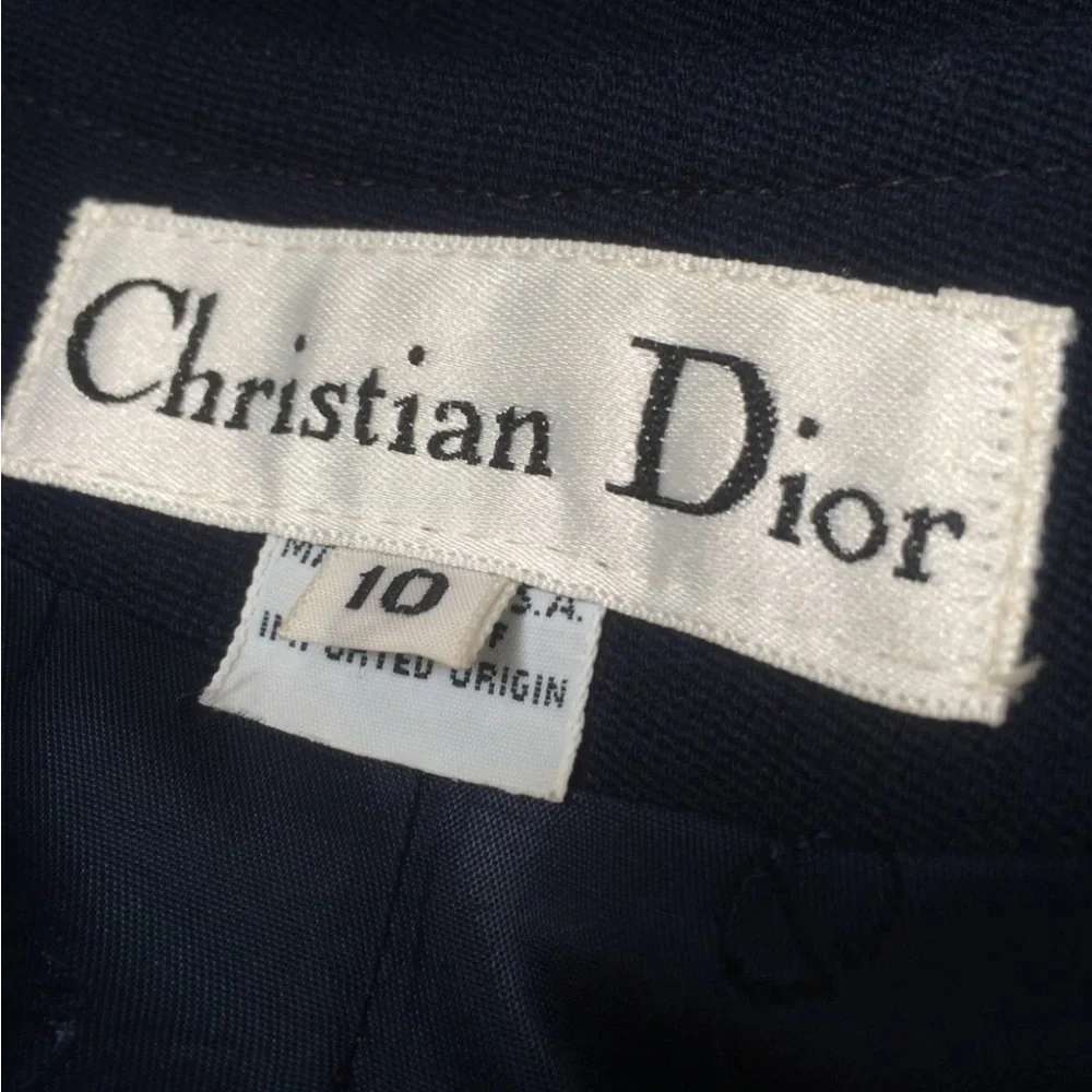 Christian Dior vtg 90s collarless 3/4 blazer blue size 10
